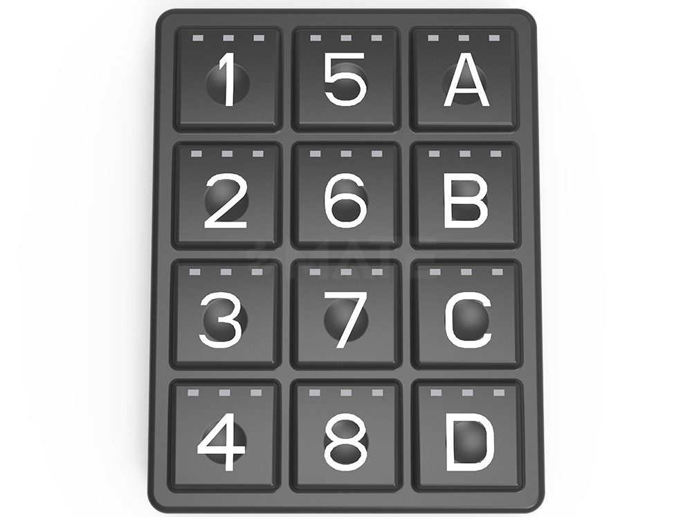 MKB-34N силиконовый кейпад, 12 кнопок, IP67, с интерфейсом CAN J1939, панельный монтаж