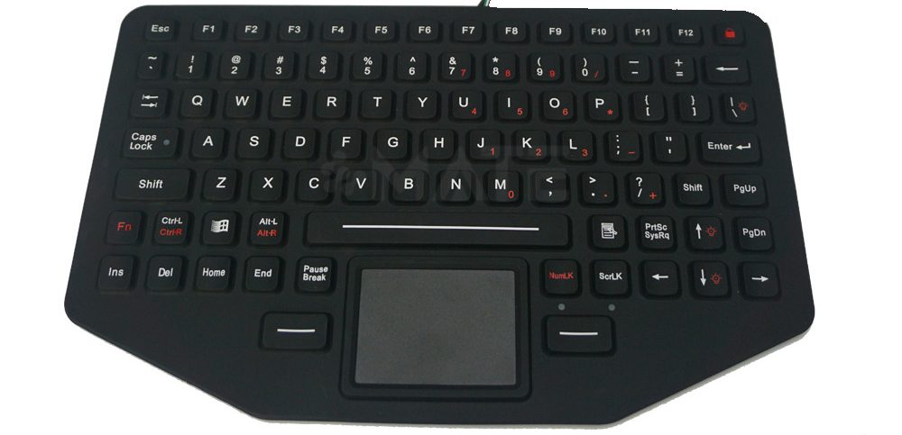MKB-89-PL-IN силиконовая клавиатура с тачпадом, 89 клавиш, IP67, с подсветкой, панельный монтаж