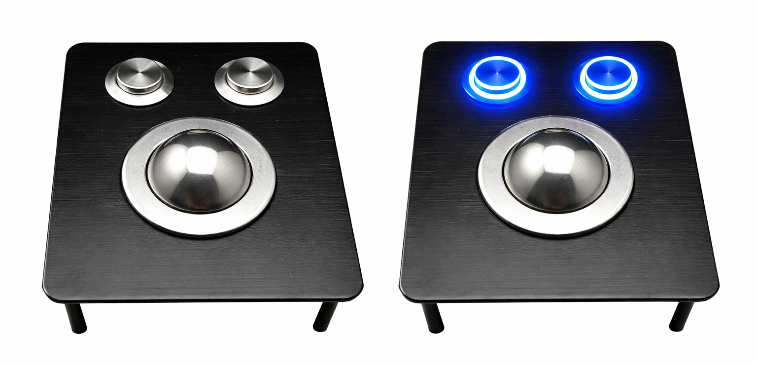 MKA-06-BBF металлический трекбол с двумя кнопками и подсветкой, IP67