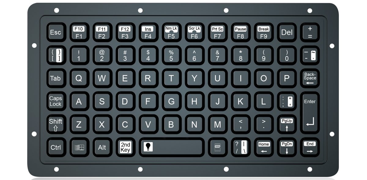 K-TEK-M183-FN-BL-ML силиконовая клавиатура, белая подсветка, IP65, панельный монтаж