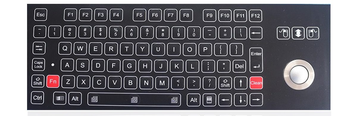 K-TEK-D343-25-OTB-FN мембранная клавиатура с трекболом