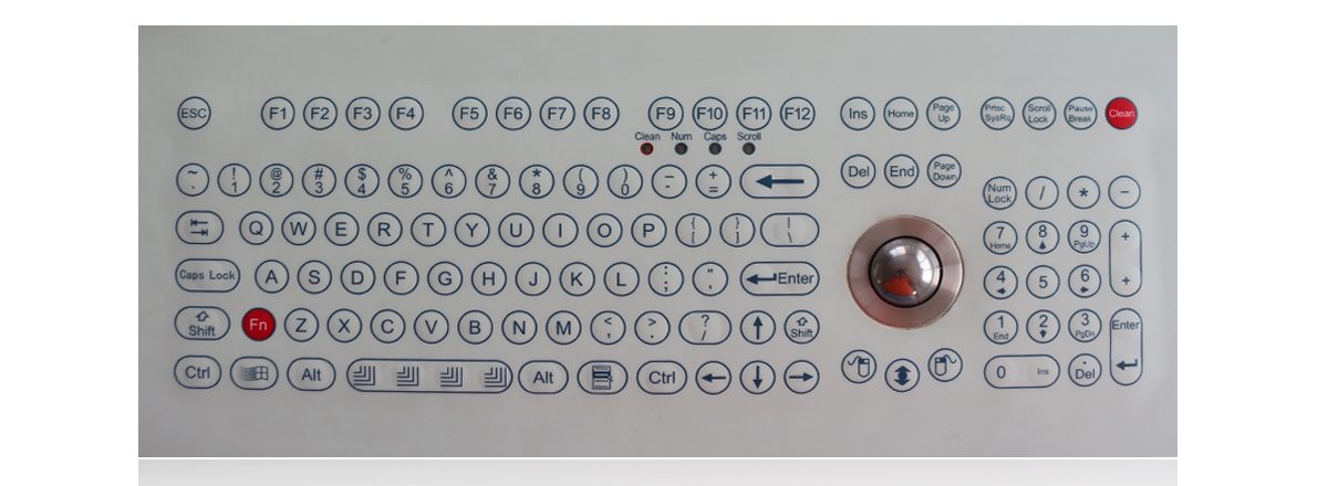 K-TEK-D321-OTB-KP-FN мембранная клавиатура с трекболом