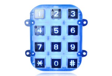 K-TEK-A12KP-AC-BL промышленный 12-клавишный металлический кейпад с синей подсветкой