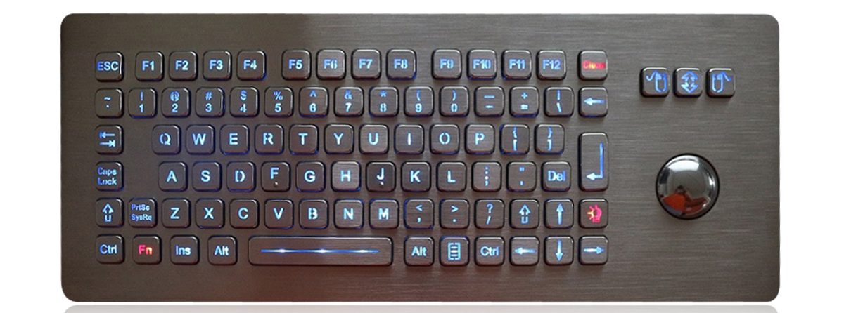 K-TEK-A361-OTB-FN-BL-DWP промышленная клавиатура с трекболом и защитой IP65/IP68