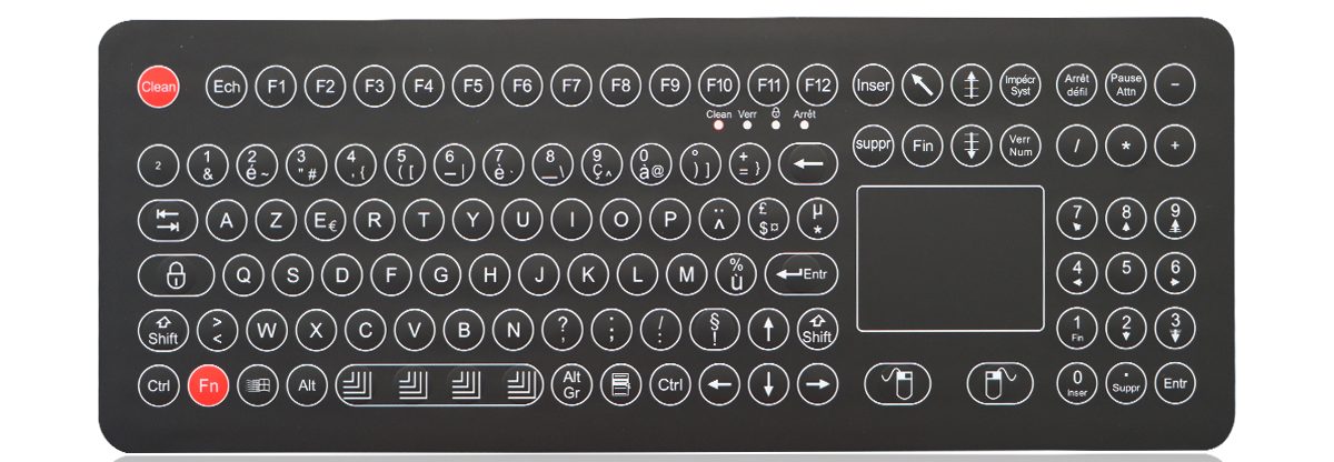 K-TEK-D399TP-KP-FN-DT мембранная клавиатура с тачпадом
