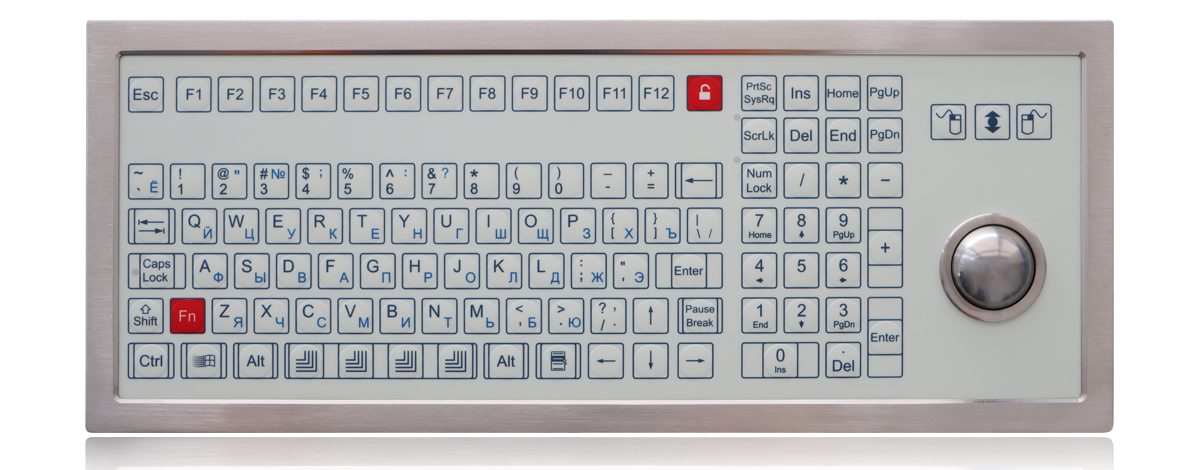 K-TEK-D410-OTB-KP-FN-SW-DT мембранная клавиатура с трекболом