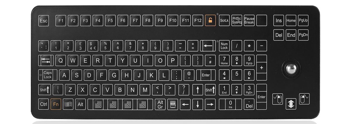 K-TEK-D396-OTB-KP-FN-DT-SW мембранная клавиатура с трекболом