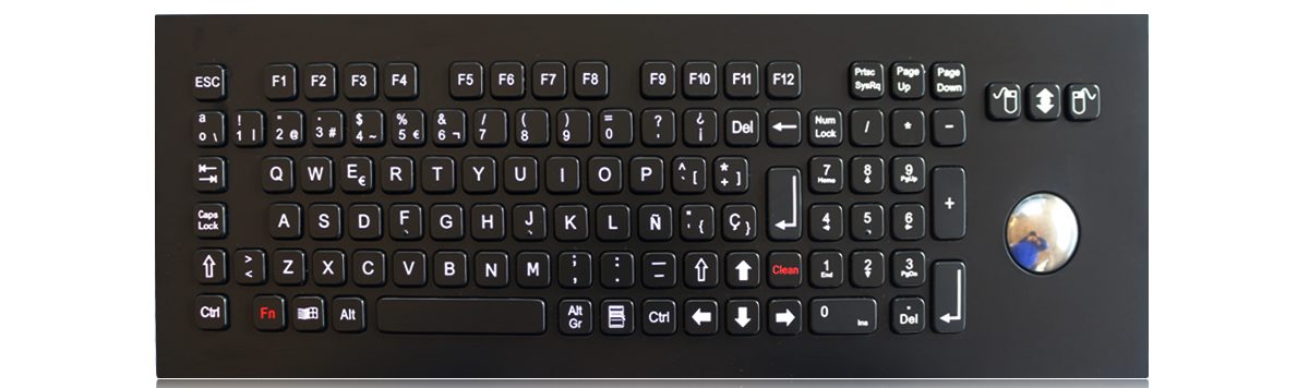 K-TEK-A420-OTB-KP-FN-BT-DWP промышленная клавиатура с трекболом