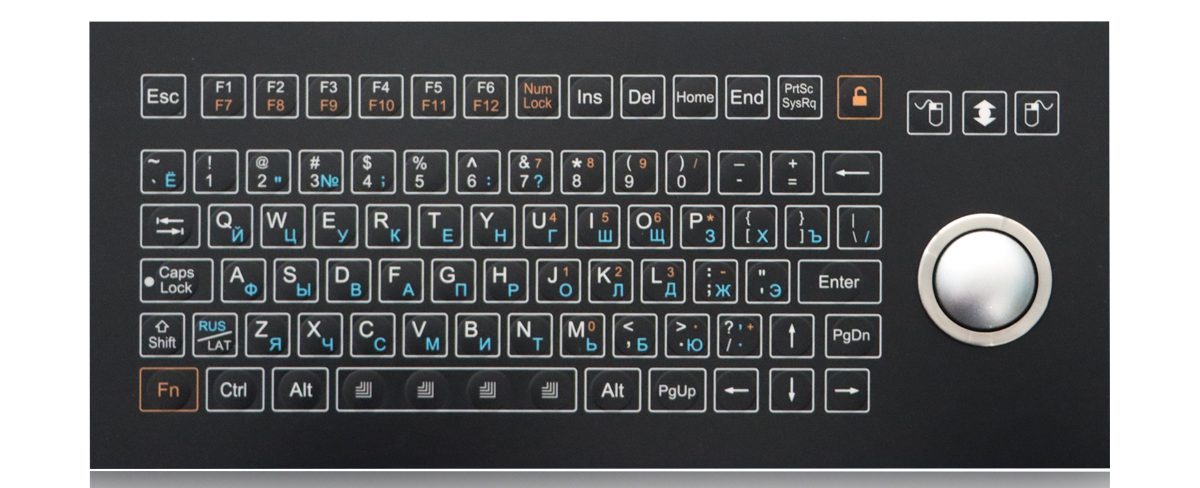 K-TEK-D333-OTB-FN-SW мембранная клавиатура с трекболом