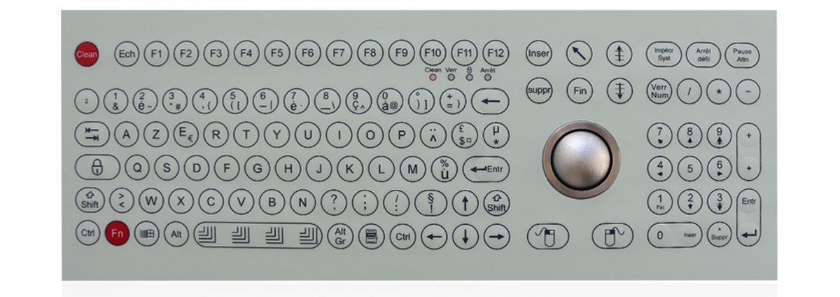 K-TEK-D410-OTB-KP-FN мембранная клавиатура с трекболом