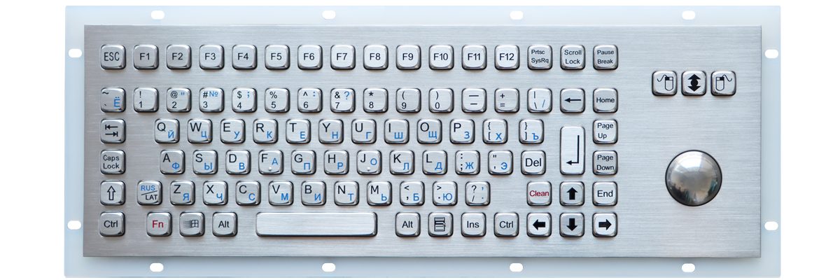 K-TEK-A392-OTB-FN-DWP промышленная клавиатура с трекболом 38 мм, IP65