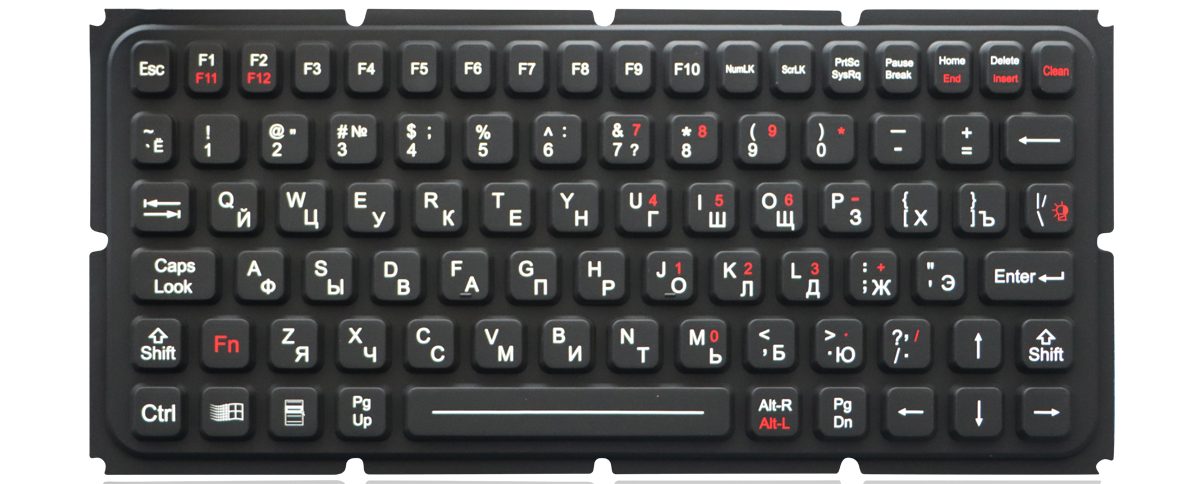 K-TEK-M270-FN-BL-IL-OEM силиконовая клавиатура с красной подсветкой