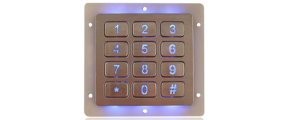 K-TEK-B86KP-12-AC-BL-DWP компактный промышленный  кейпад из нержавеющей стали с подсветкой