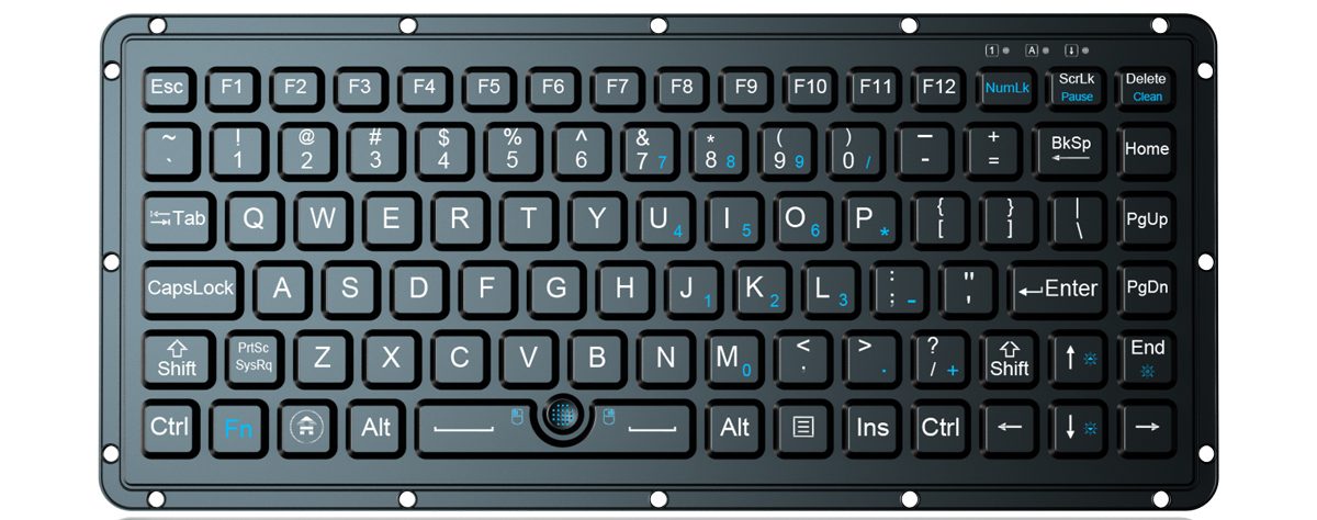 K-TEK-M270-TPT-FN-BL-ML силиконовая клавиатура с трекпойнтом и подсветкой