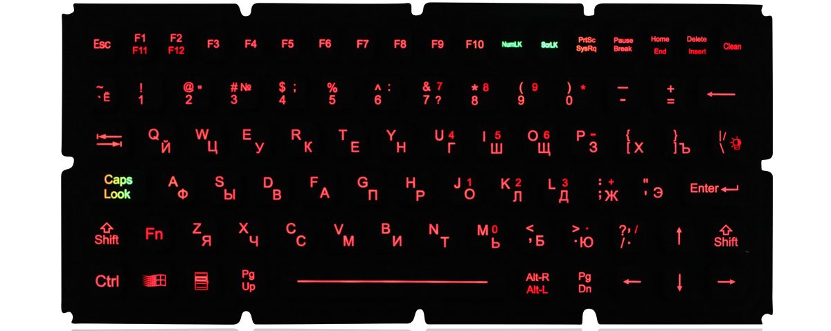 K-TEK-M270-FN-BL-IL-OEM силиконовая клавиатура с красной подсветкой