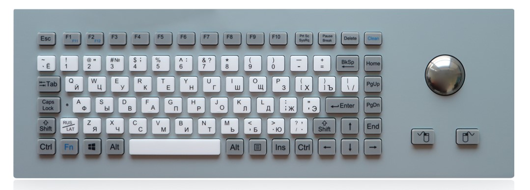 Промышленная клавиатура K-TEK M405 с трекболом (IP65) Промышленная клавиатура K-TEK с трекболом, IP65