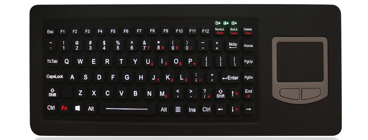 K-TEK-M400TP-FN-BL-FDT промышленная настольная силиконовая клавиатура с тачпадом