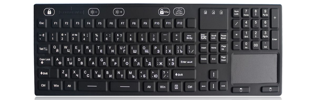 K-TEK-M408TP-KP-FN-BL-DT силиконовая медицинская клавиатура с тачпадом