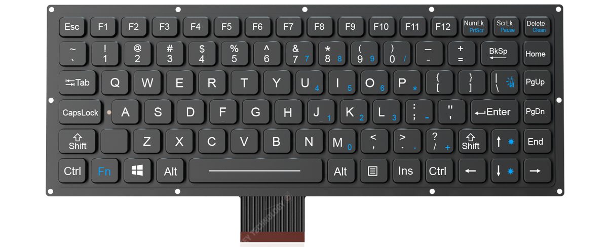 K-TEK-M280-FN-BL-FC-KC-DM ультратонкая промышленная клавиатура, 87 клавиш, IP67