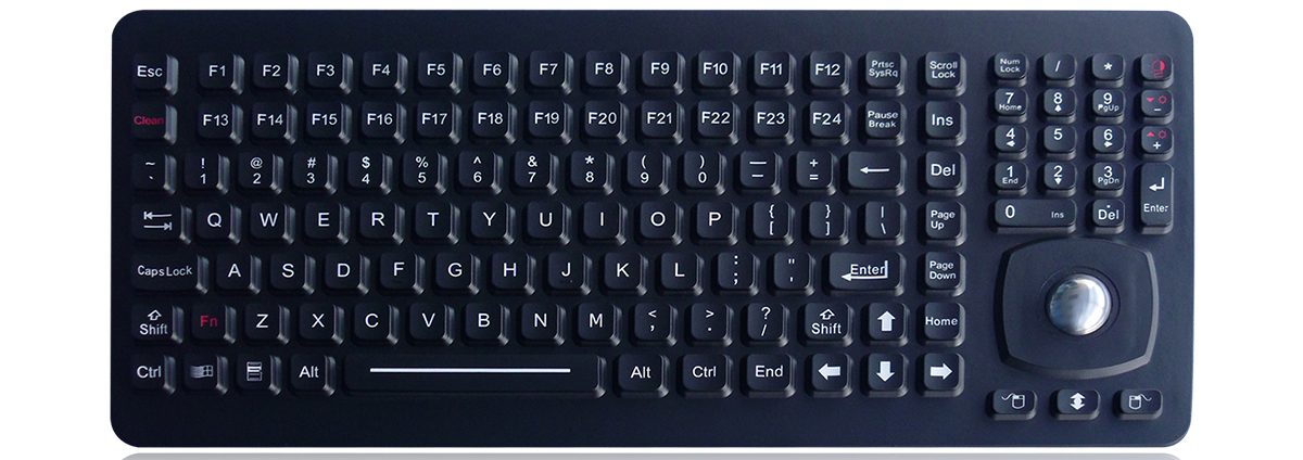 K-TEK-M379-OTB-KP-FN-IL-OEM силиконовая клавиатура, 121 клавиша, трекбол 25 мм, IP65