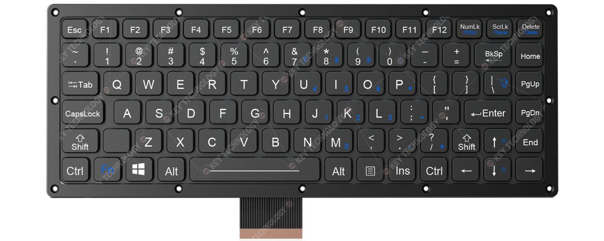 K-TEK-M280-FN-BL-FC-KC-DM-EP ультратонкая герметичная клавиатура, 87 клавиш, IP67
