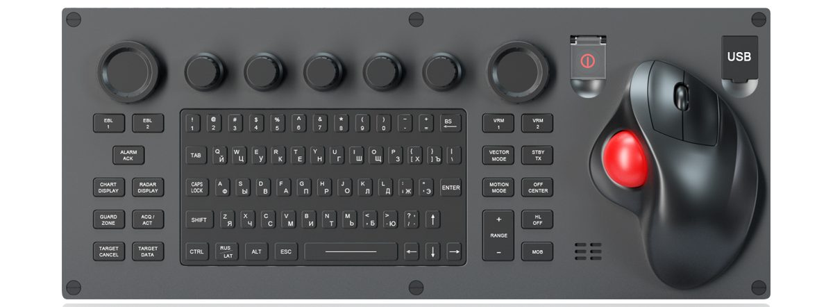 K-TEK-M418-OTB-BL-NV-EMC-SW силиконовая клавиатура с трекболом, 60 клавиш, IPX4