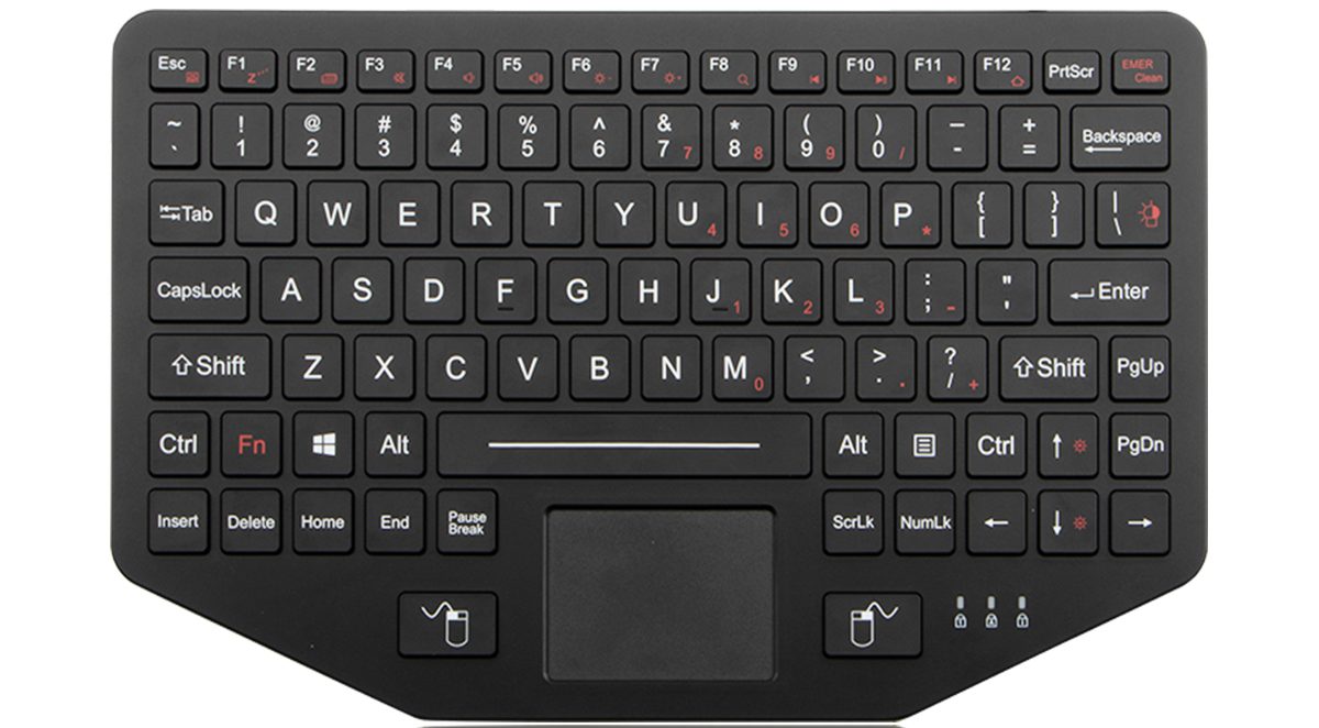 K-TEK-V275TP-FN-BL-SC-DWP промышленная тонкая герметичная клавиатура с тачпадом