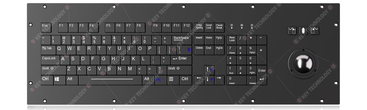 K-TEK-V530-38-MTB-AVR-KP-FN-SC-BL-BT черная промышленная клавиатура с трекболом 38