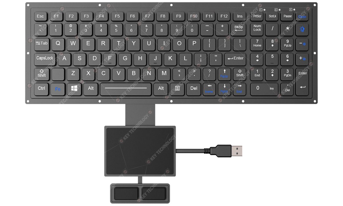 K-TEK-M340KP-FN-BL-FC-KC+TP85-DML+2K-FC промышленная клавиатура IP67 с тачпадом, подсветкой и USB